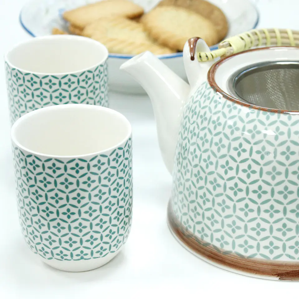 Conjunto de Bule & Chávenas em Cerâmica - Mosaico Verde 850 ml 5