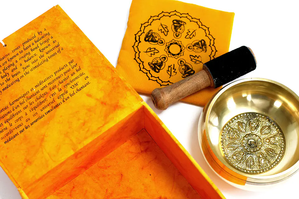 Gift Set Taça Tibetana Média - Caixa Amarela 11,5cm 2