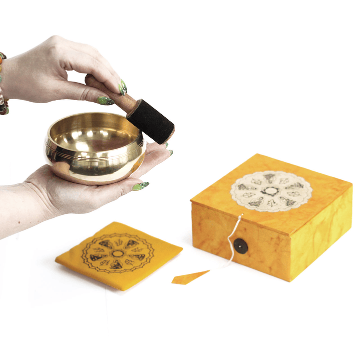 Gift Set Taça Tibetana Média - Caixa Amarela 11,5cm 3