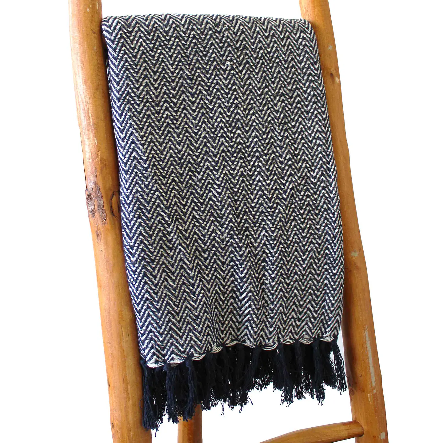 Manta Boho Comfort 100% Algodão - Ziguezague Marinho - 125x150cm 1