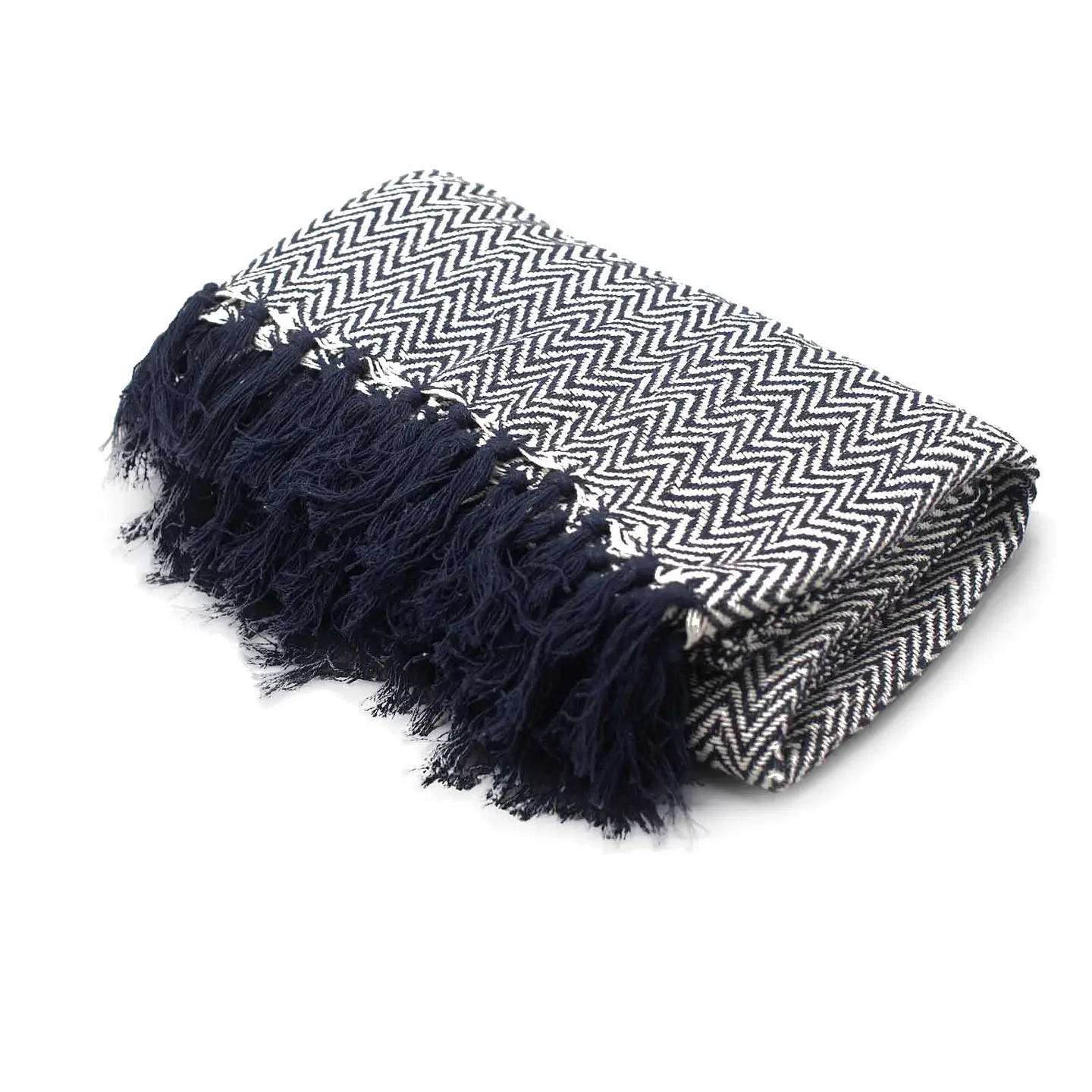 Manta Boho Comfort 100% Algodão - Ziguezague Marinho - 125x150cm 3