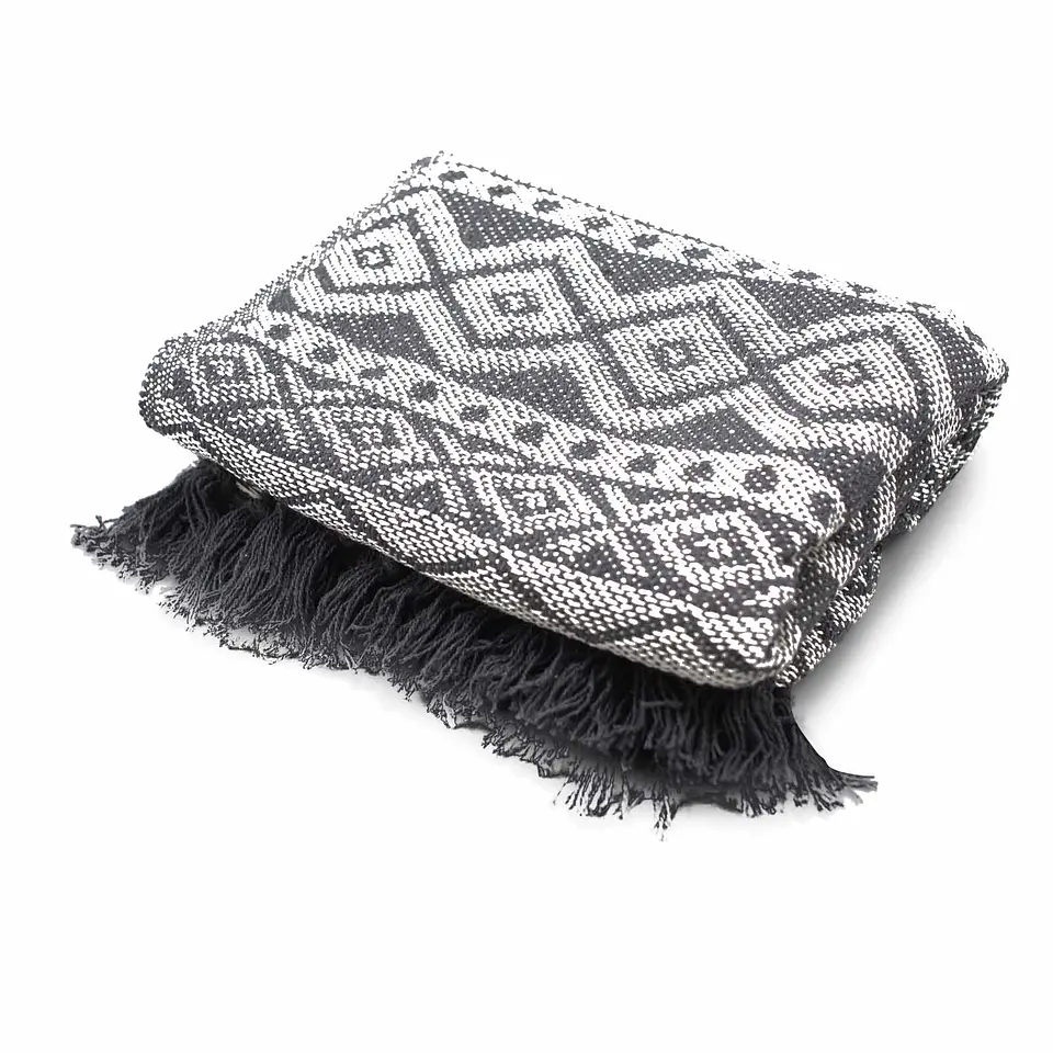 Manta Boho Comfort 100% Algodão - Geométrico Cinza - 125x150cm 2