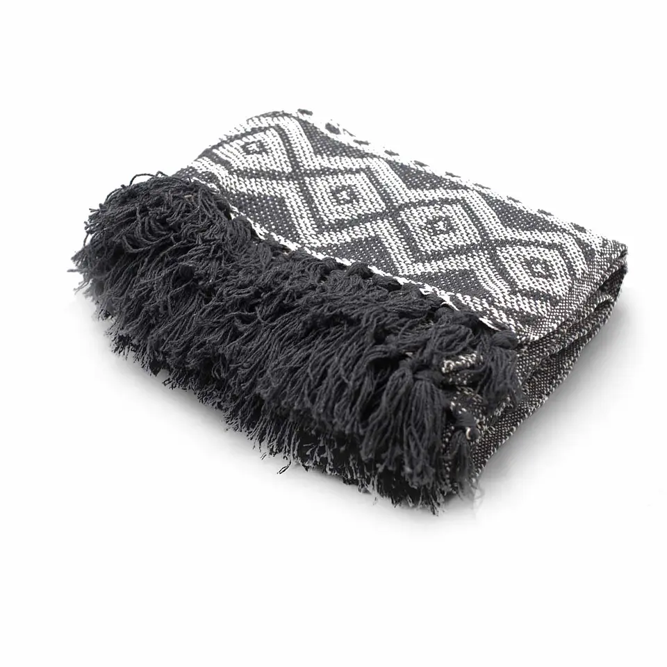 Manta Boho Comfort 100% Algodão - Geométrico Cinza - 125x150cm 3