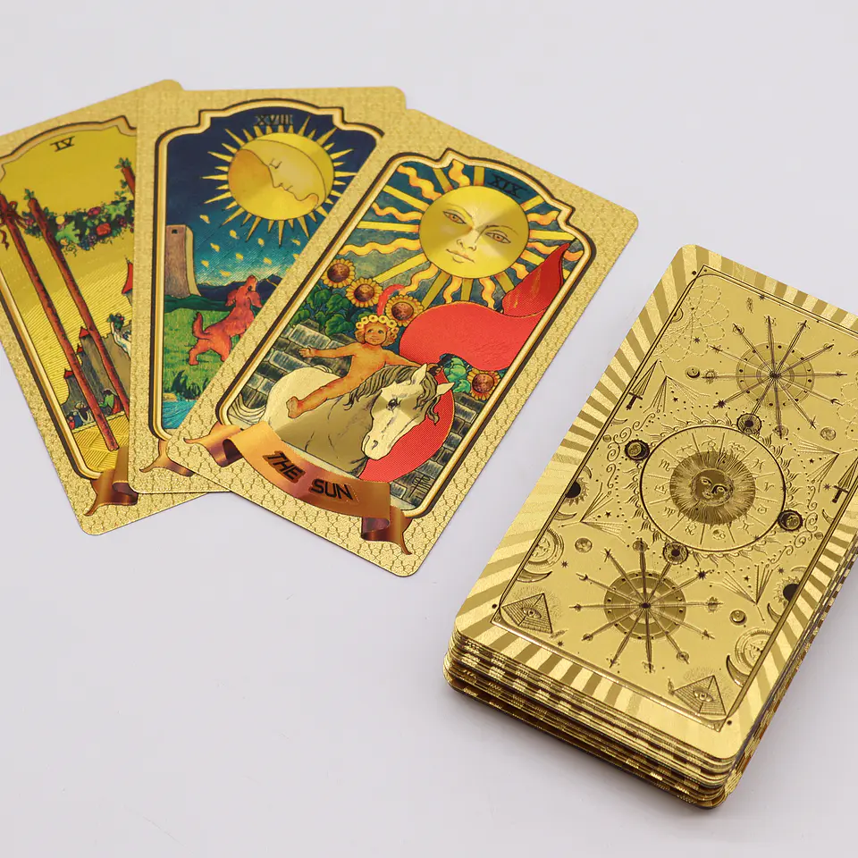Cartas de Tarot Arcanos Tradicionais - Folha Dourada 2