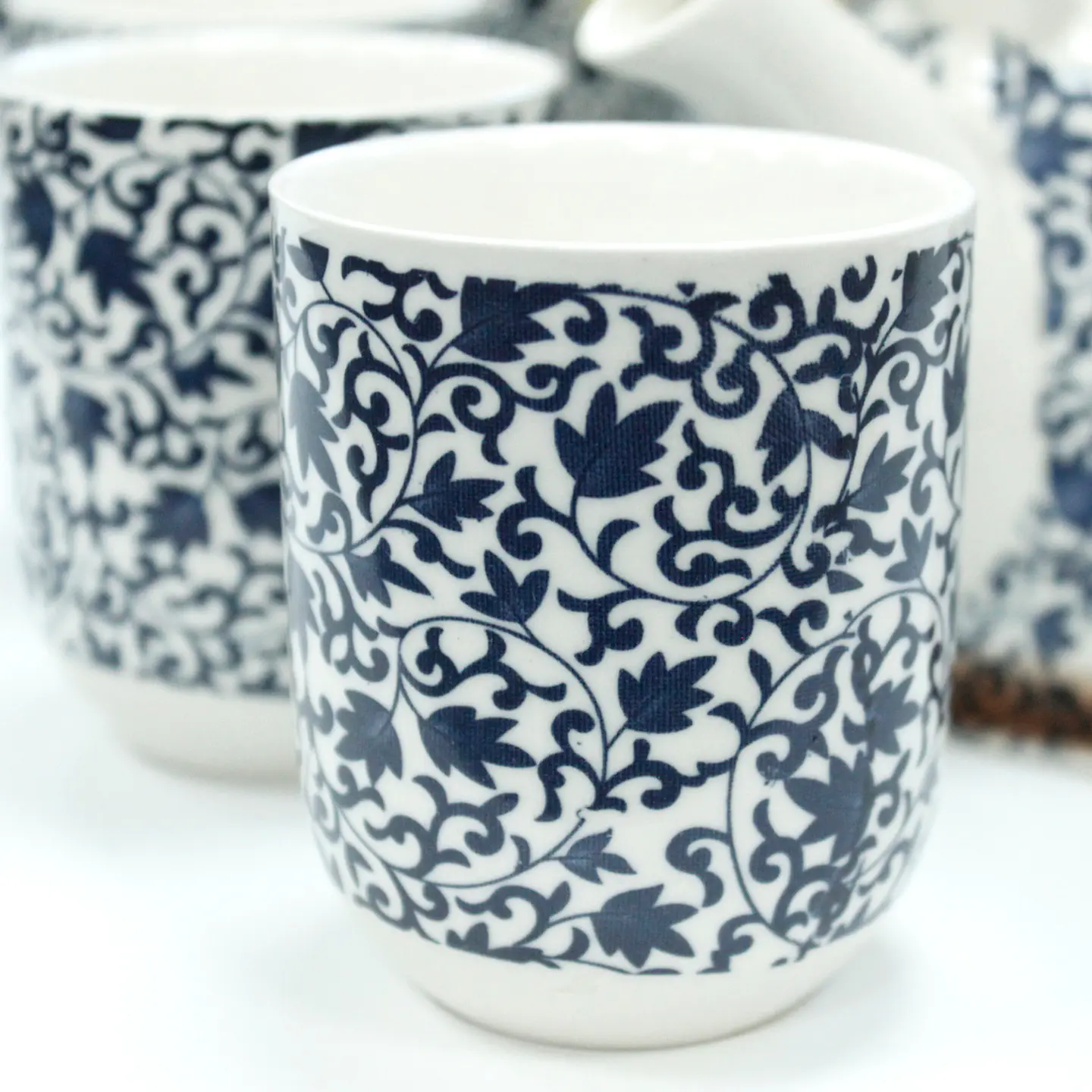 Conjunto de Bule & Chávenas em Cerâmica - Azul Ramificado 850 ml 5