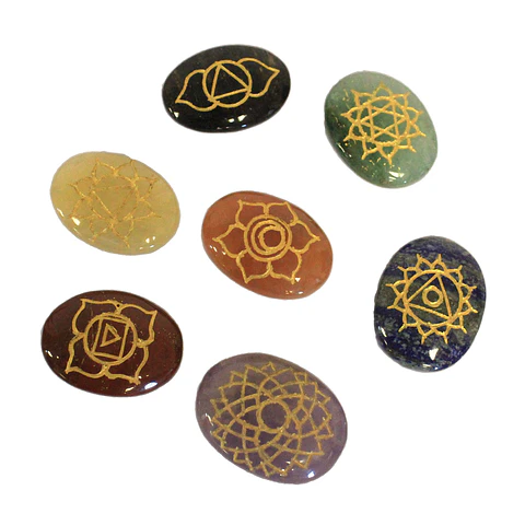 Conjunto de Pedras para Alinhamento dos Chakras - Formato Oval