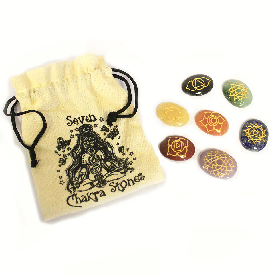 Conjunto de Pedras para Alinhamento dos Chakras - Formato Oval 2