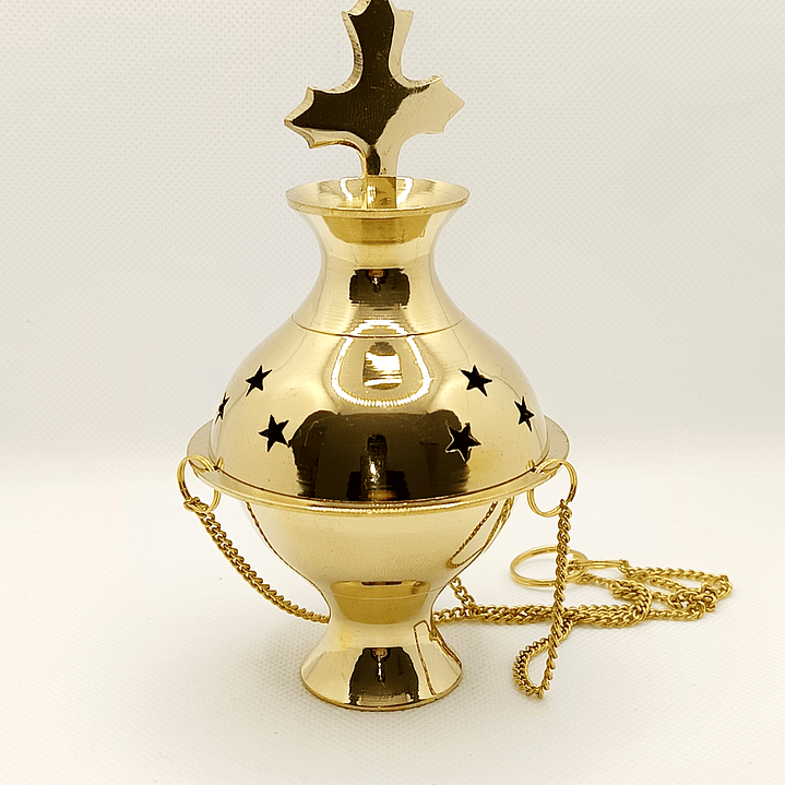 Incensário Suspenso de Latão - Cruz 7,1x13﻿cm 3