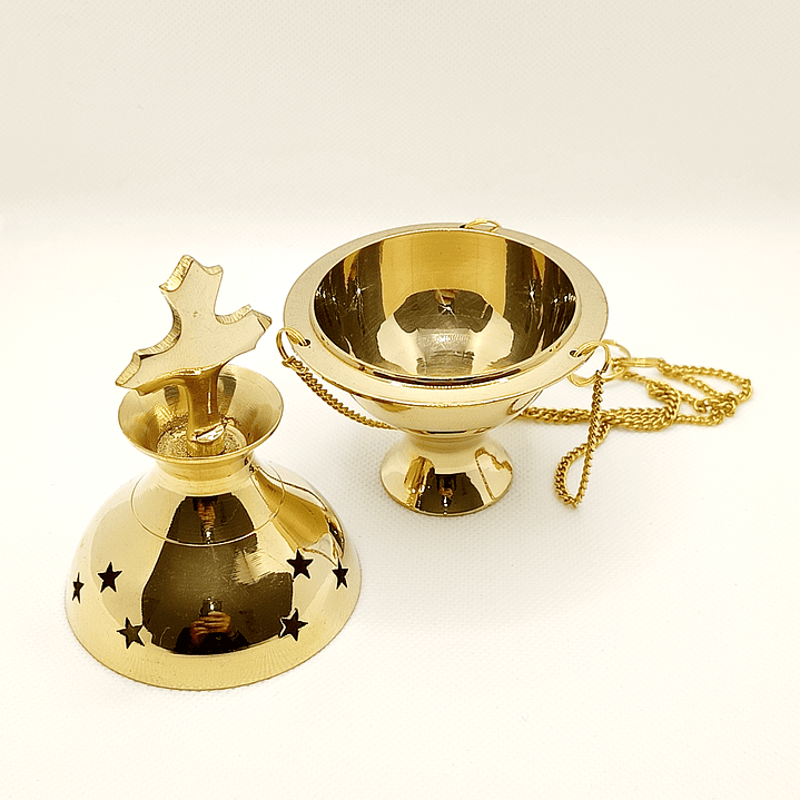 Incensário Suspenso de Latão - Cruz 7,1x13﻿cm 4