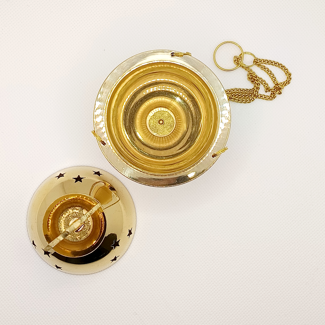 Incensário Suspenso de Latão - Cruz 7,1x13﻿cm 5