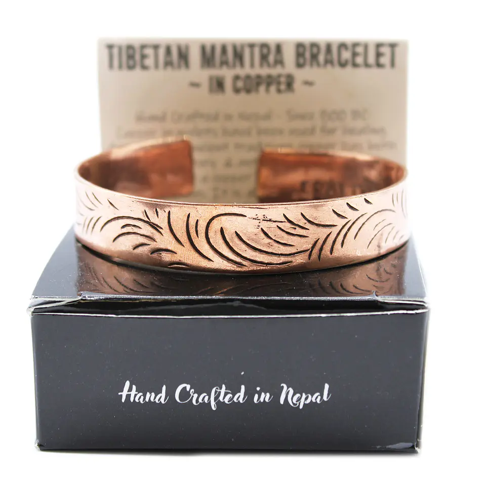 Pulseira de Cobre Tibetana - Redemoinhos Tribais Largos 4