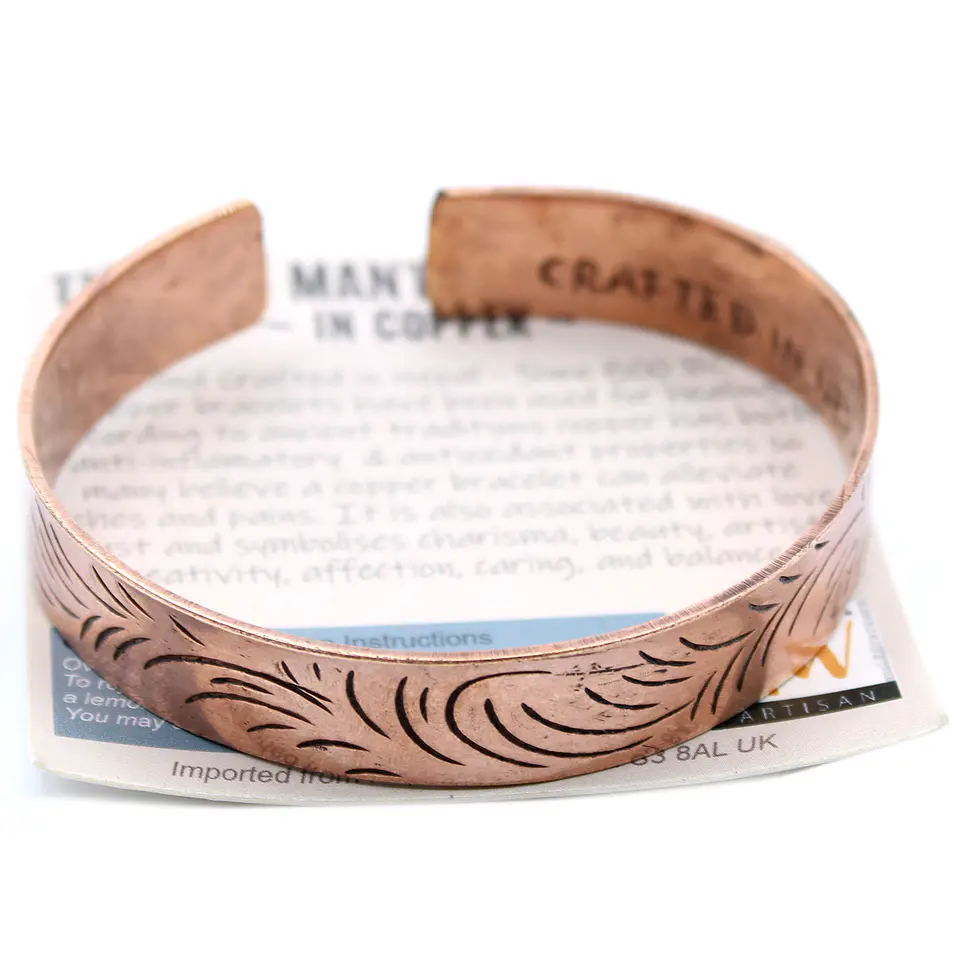 Pulseira de Cobre Tibetana - Redemoinhos Tribais Largos 5