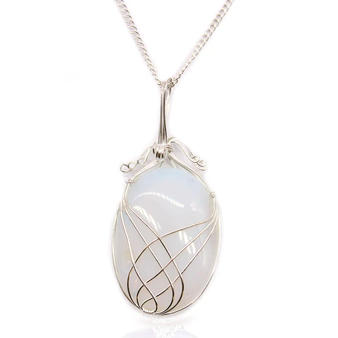 Colar de Pedras Preciosas em Espiral - Opalite