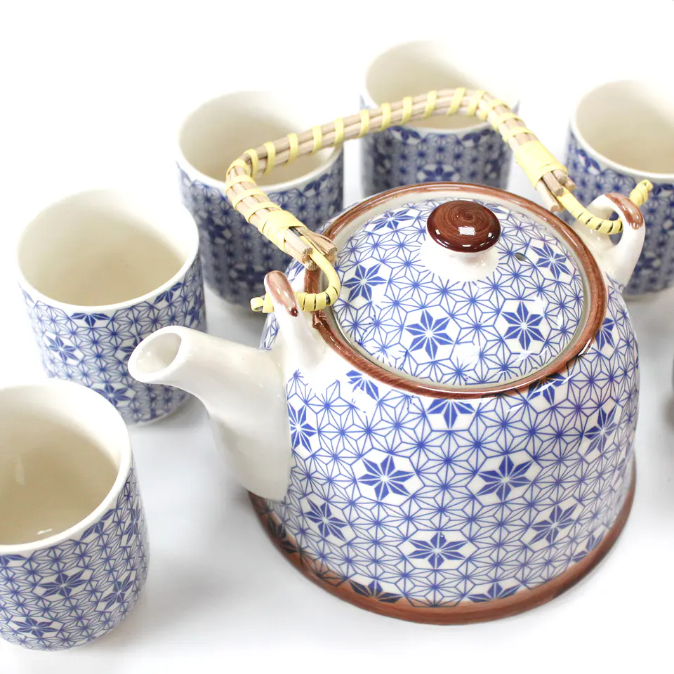 Conjunto de Bule & Chávenas em Cerâmica - Estrela Azul 850 ml 1