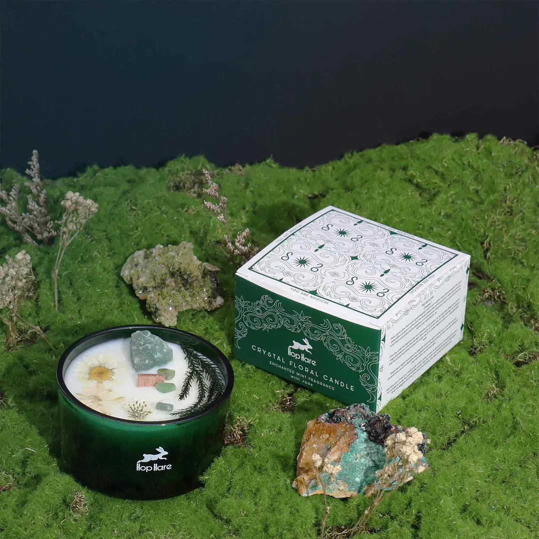 Vela Mágica Floral de Soja c/ Cristais Hop Hare - O Mágico 175gr 9