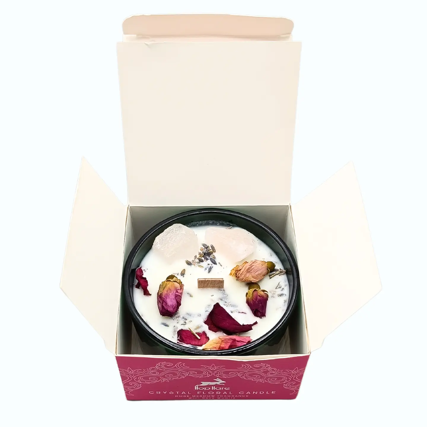 Vela Mágica Floral de Soja c/ Cristais Hop Hare - Os Amantes 175gr 2