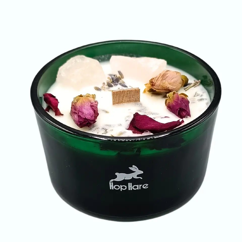 Vela Mágica Floral de Soja c/ Cristais Hop Hare - Os Amantes 175gr 4