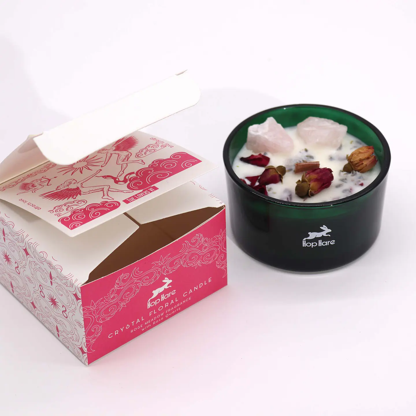 Vela Mágica Floral de Soja c/ Cristais Hop Hare - Os Amantes 175gr 8
