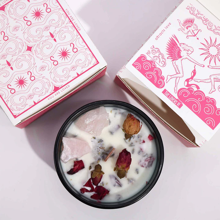 Vela Mágica Floral de Soja c/ Cristais Hop Hare - Os Amantes 175gr 9