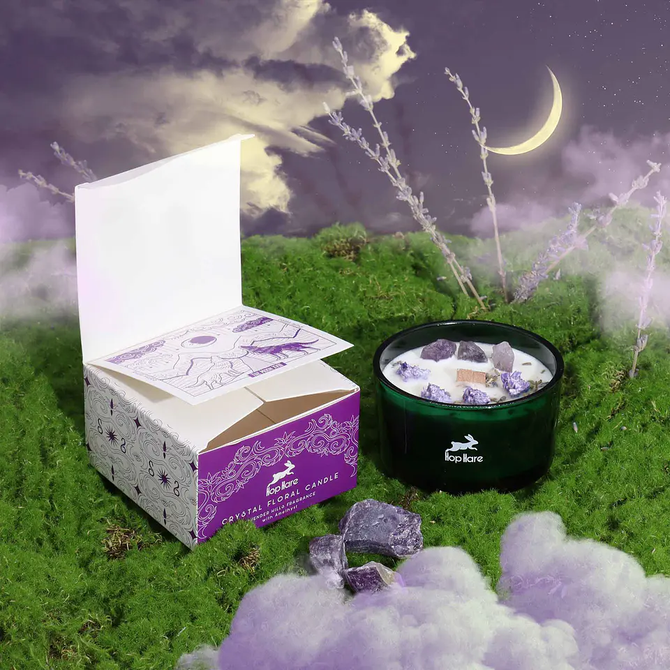 Vela Mágica Floral de Soja c/ Cristais Hop Hare - A Lua 175gr 6