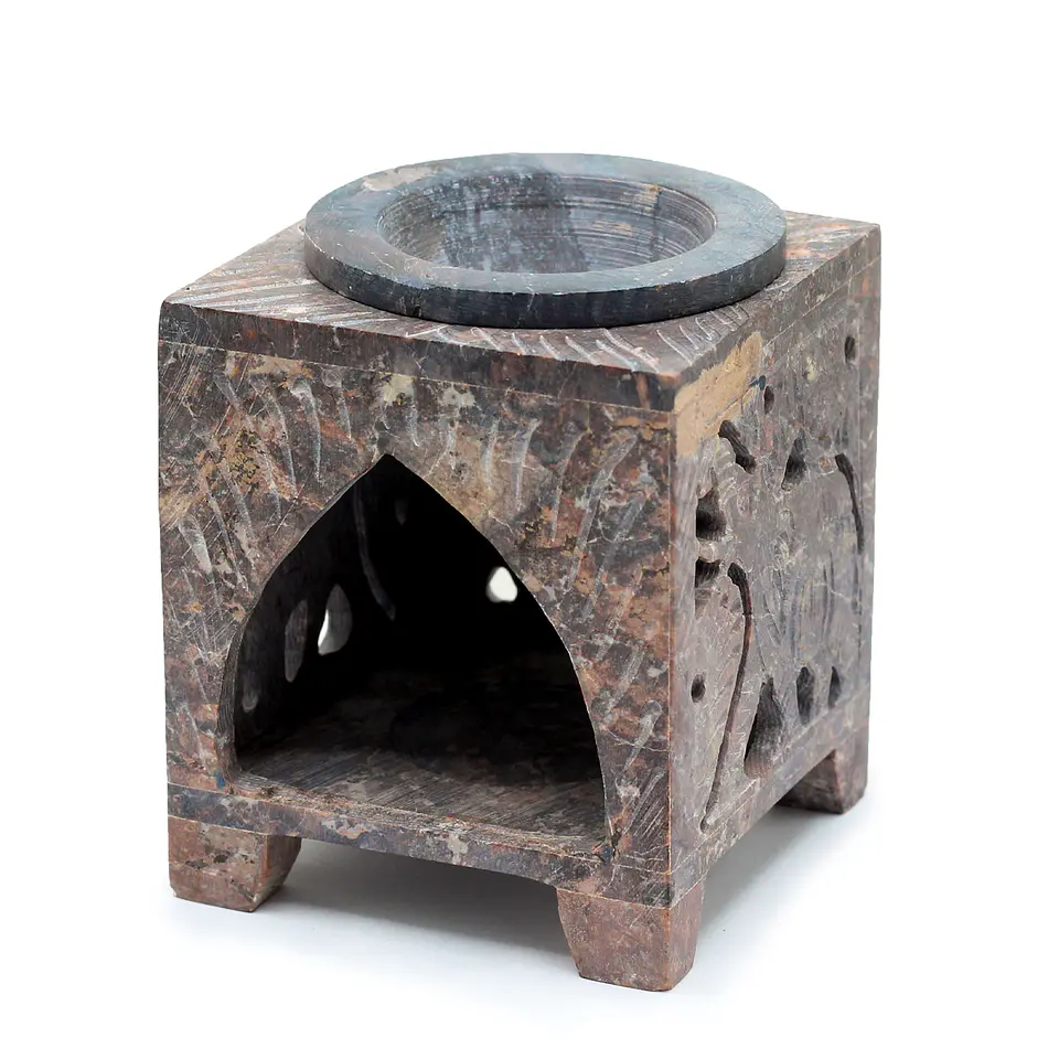 Queimador de Óleo Quadrado em Pedra-Sabão - Elefante 10x7,5cm 2