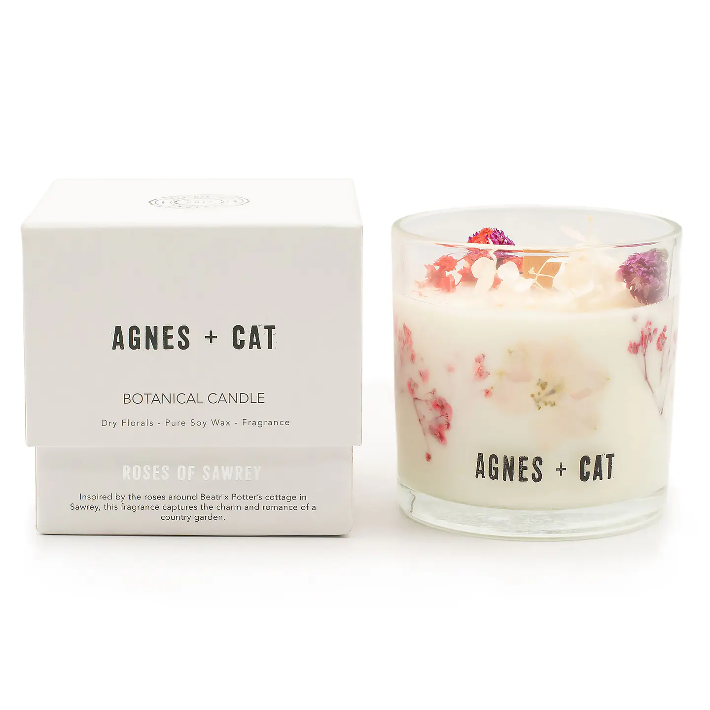 Vela Botânica de Cera de Soja Agnes + Cat - Rosas de Sawrey 1