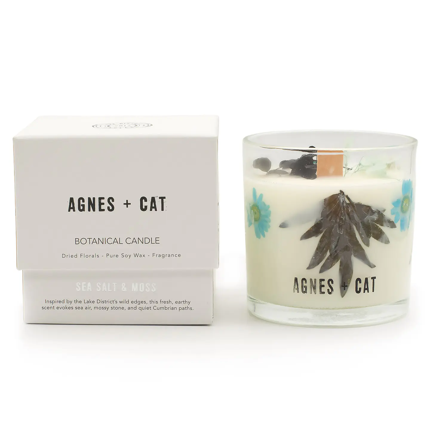 Vela Botânica de Cera de Soja Agnes + Cat - Sal Marinho & Musgo 350gr 1