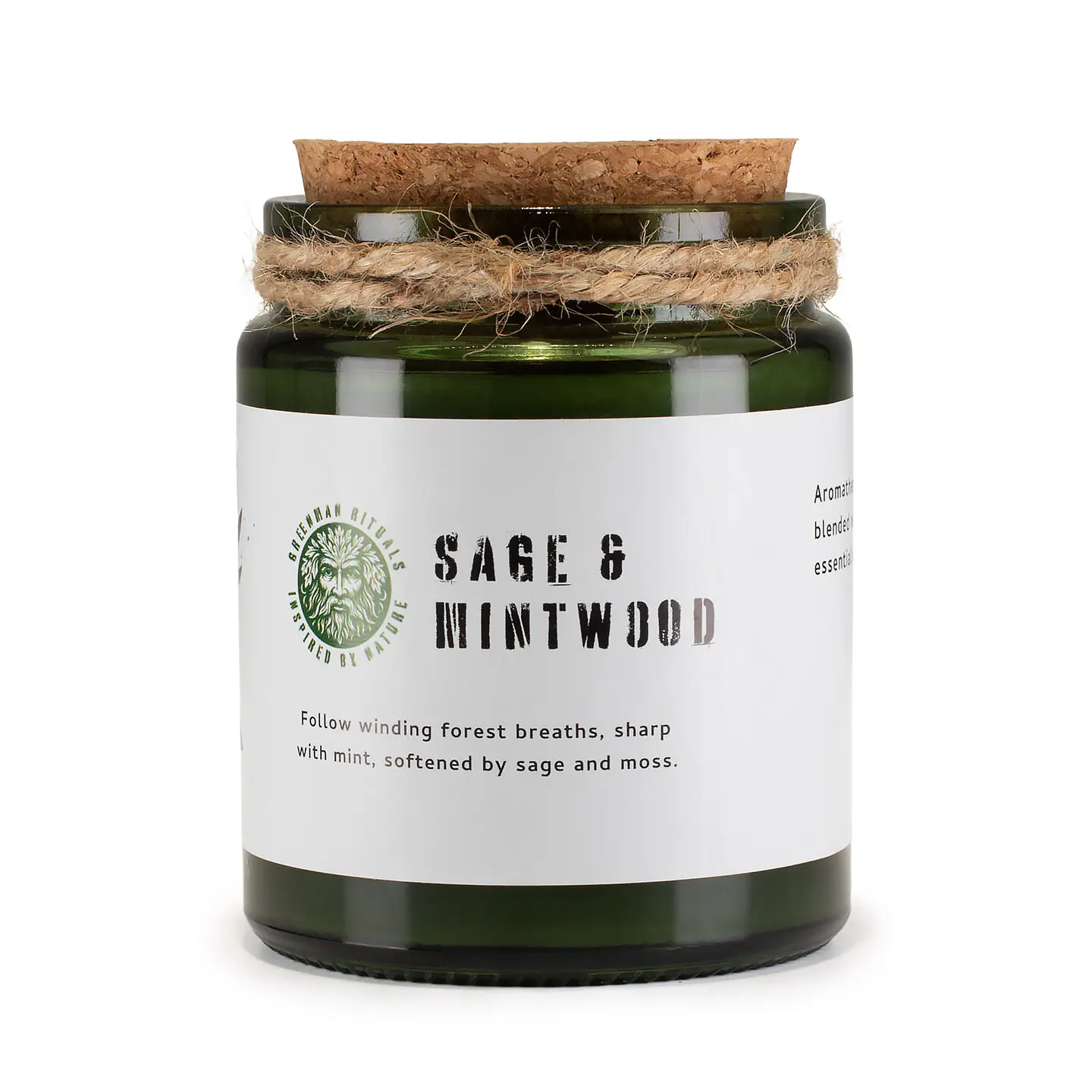 Vela de Soja Greenman c/ Pavio de Madeira - Sálvia & Madeira de Hortelã 160gr 1