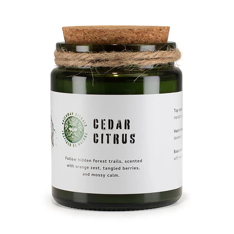 Vela de Soja Greenman c/ Pavio de Madeira - Cedro & Cítricos 160gr