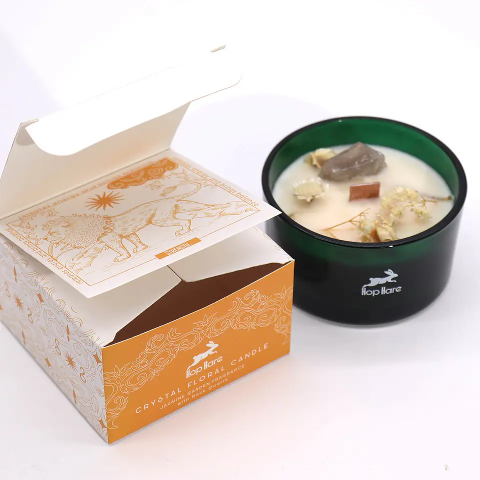 Vela Mágica Floral de Soja c/ Cristais Hop Hare - O Leão 175gr 2