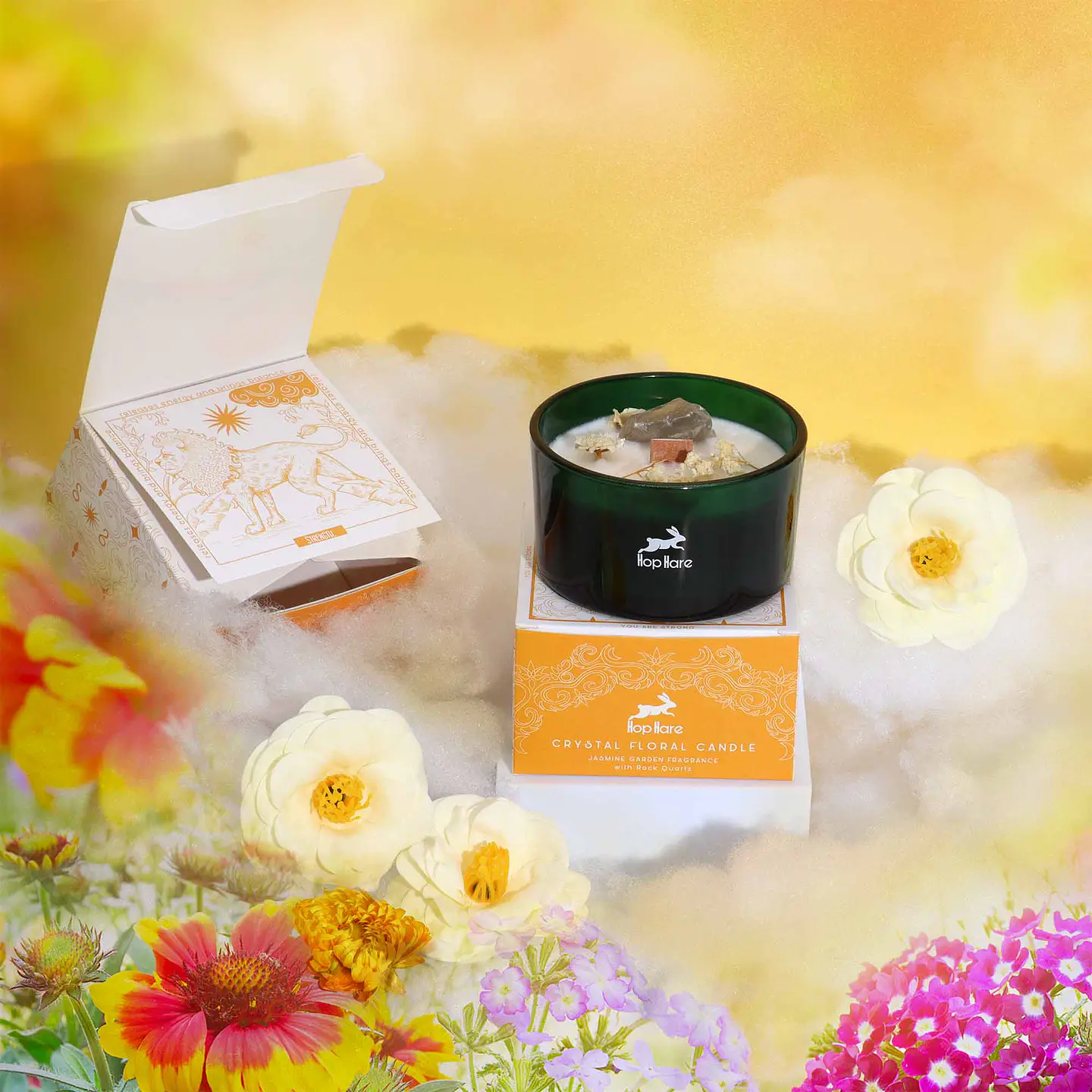 Vela Mágica Floral de Soja c/ Cristais Hop Hare - O Leão 175gr 6