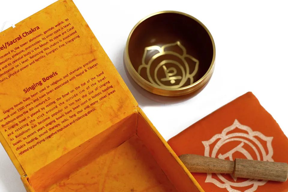 Gift Set Taça Tibetana dos 7 Chakras - Sacral 8cm 2