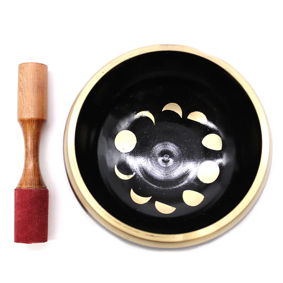 Gift Set Taça Tibetana Média - Fases da Lua Preto 14cm 2