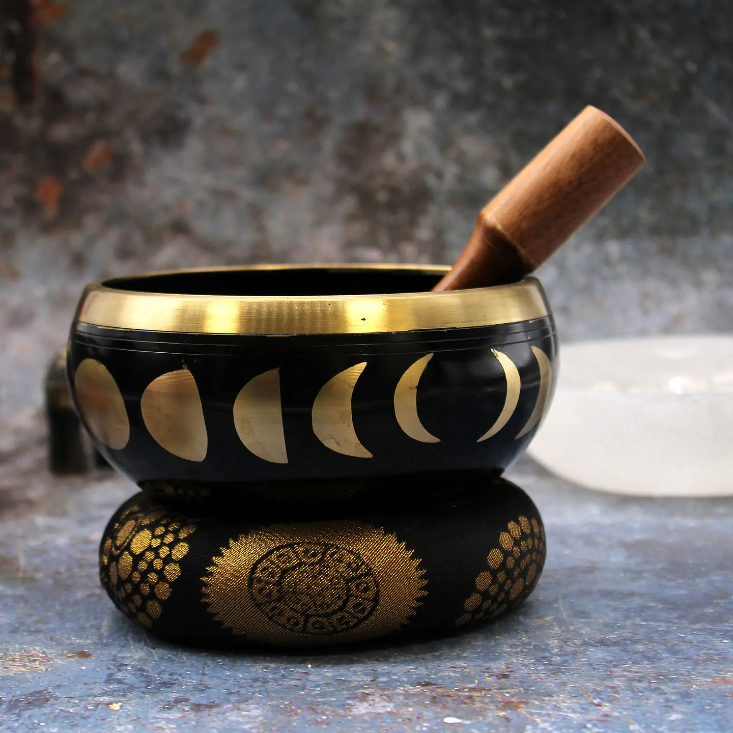 Gift Set Taça Tibetana Média - Fases da Lua Preto 14cm 4