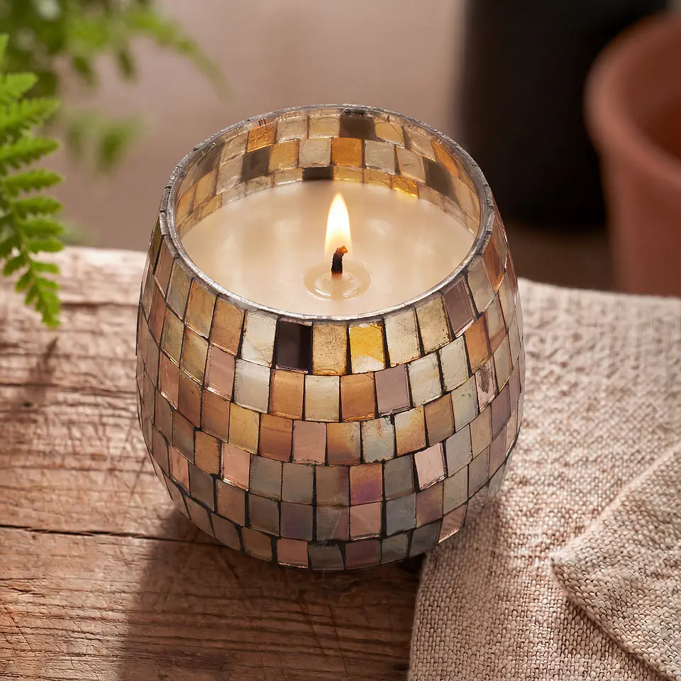 Vela Aromática em Pote de Vidro Médio - Mosaico Âmbar 280gr 3