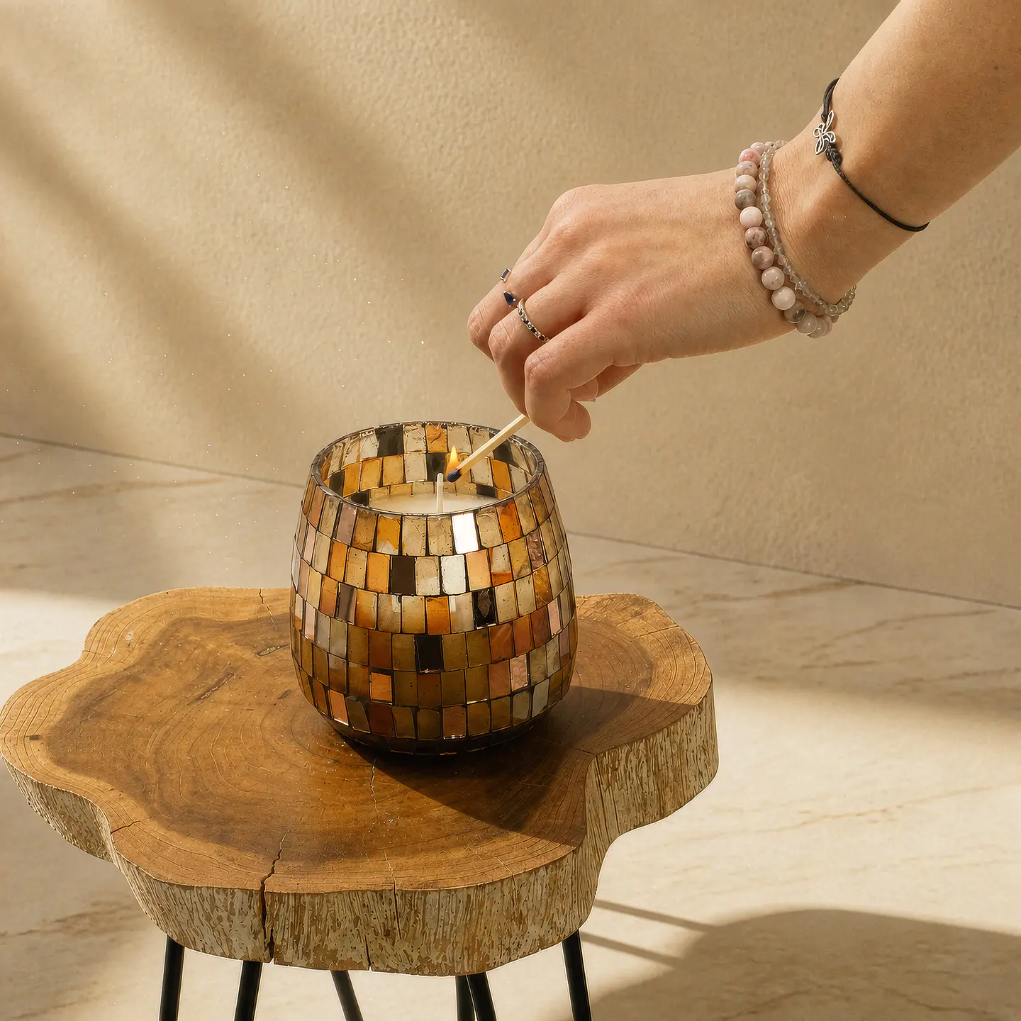 Vela Aromática em Pote de Vidro Médio - Mosaico Âmbar 280gr 5