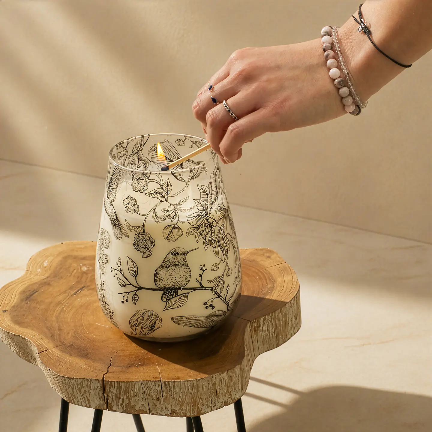 Vela Aromática em Copo de Vidro Alto - Desenho Arte Floral 900gr 5