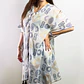 Kaftan Nomad Sari - Ouro & Azul c/ Motivos Gregos - Coleção Mediterrâneo - Thumbnail 4