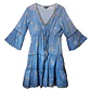 Vestido Nomad Sari - Azul Marinho & Peixes Dourados - Coleção Mediterrâneo - Thumbnail 1