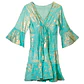 Vestido Nomad Sari - Turquesa & Corais Dourados - Coleção Mediterrâneo - Thumbnail 1