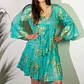 Vestido Nomad Sari - Turquesa & Corais Dourados - Coleção Mediterrâneo - Thumbnail 2
