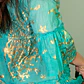 Vestido Nomad Sari - Turquesa & Corais Dourados - Coleção Mediterrâneo - Thumbnail 4