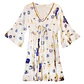 Vestido Nomad Sari - Branco, Azul & Olho Turco Dourado - Coleção Mediterrâneo - Thumbnail 1