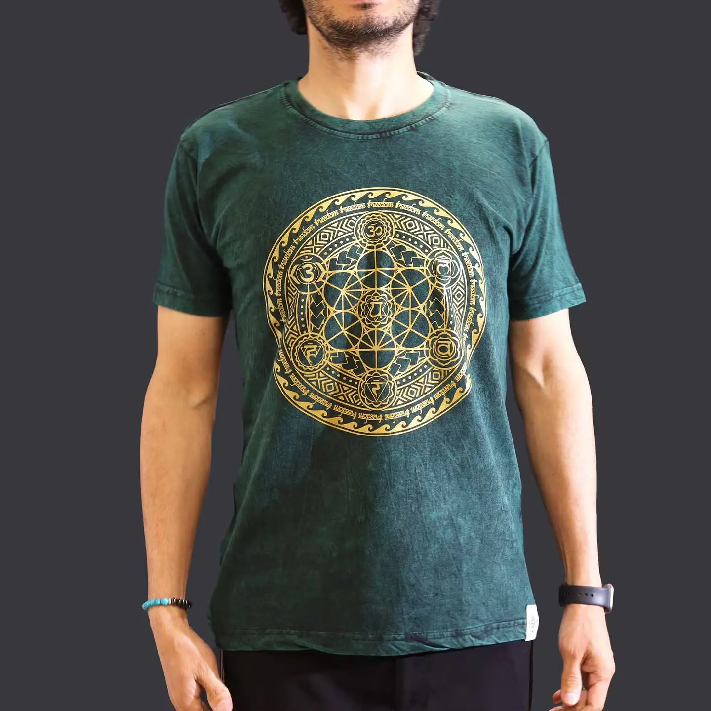 T-shirt Nomad Sari Efeito Lavagem - 7 Chakras - Verde 2