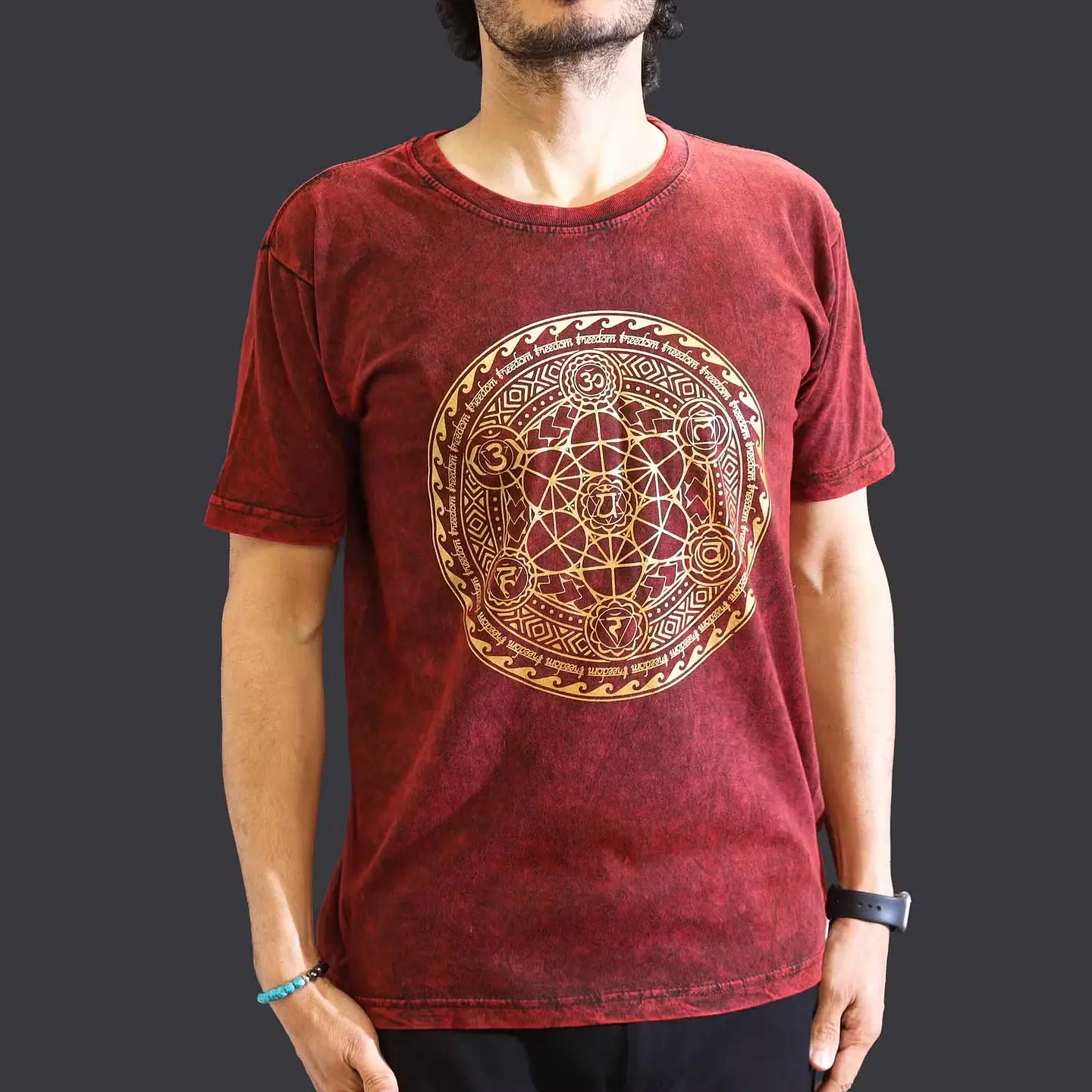 T-shirt Nomad Sari Efeito Lavagem - 7 Chakras - Bordeaux 2