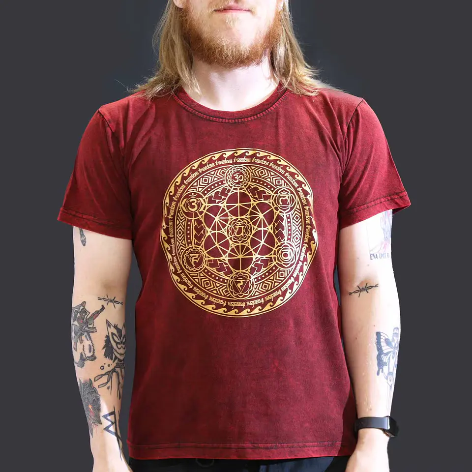 T-shirt Nomad Sari Efeito Lavagem - 7 Chakras - Bordeaux 3