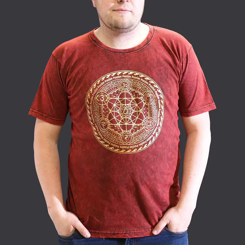 T-shirt Nomad Sari Efeito Lavagem - 7 Chakras - Bordeaux 4