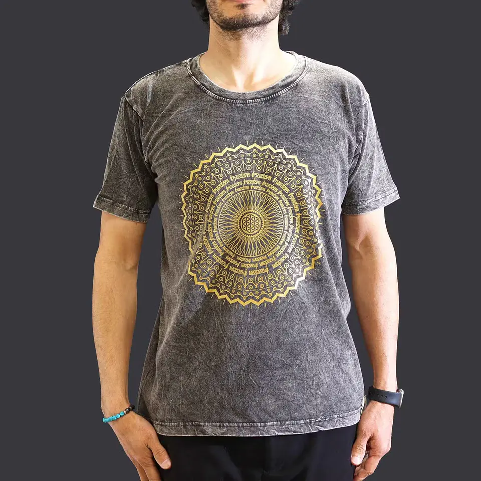T-shirt Nomad Sari Efeito Lavagem - Mandala - Cinzento Escuro 2
