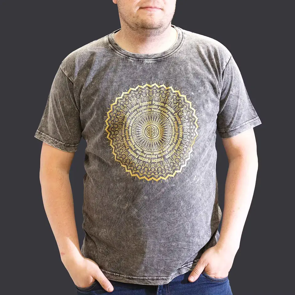 T-shirt Nomad Sari Efeito Lavagem - Mandala - Cinzento Escuro 4