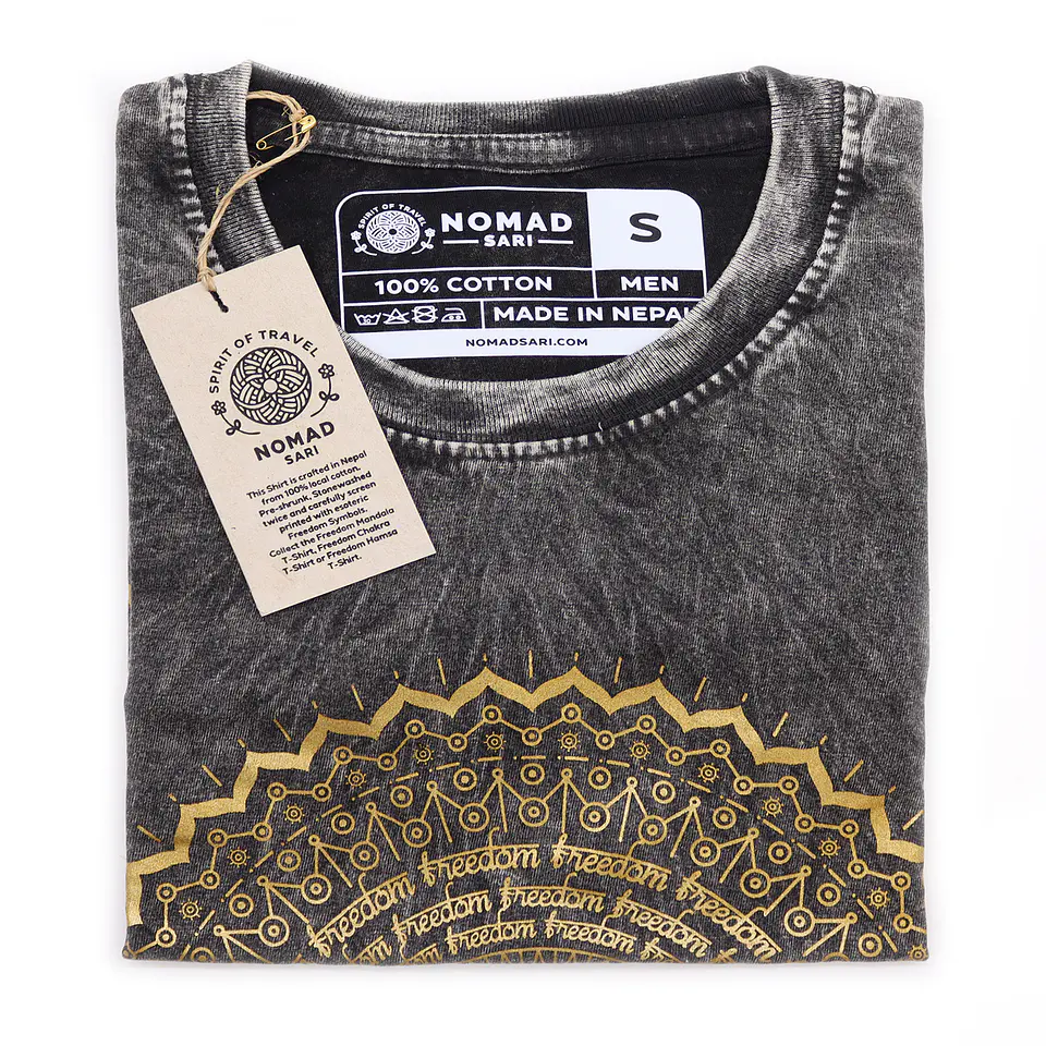 T-shirt Nomad Sari Efeito Lavagem - Mandala - Cinzento Escuro 6